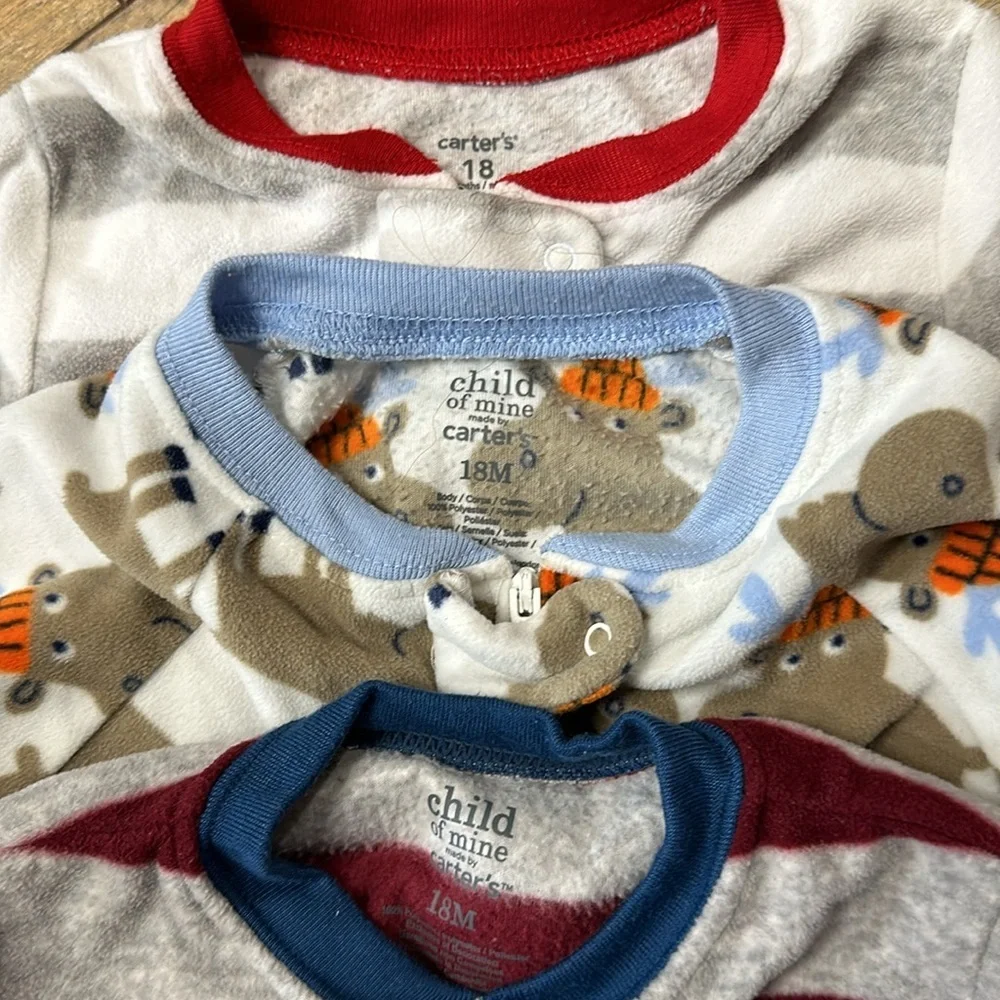 CARTER’S Bundle of Boys’ Fleece Blanket Sleepers, Size 18M